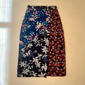 Floral Patchwork Midi Skirt XS